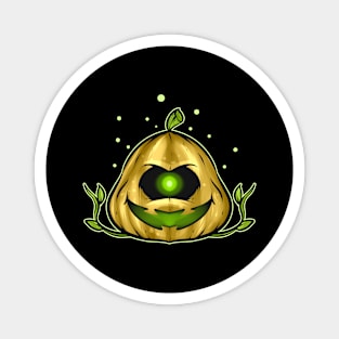 Green One Eyed Alien Pumpkin Green Halloween Magnet